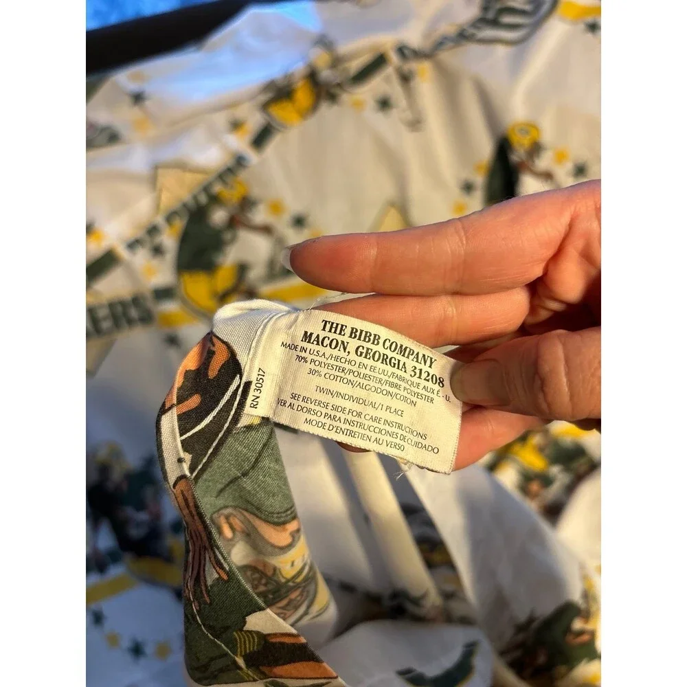 Vintage 1995 Bibb Company Macon Georgia NFL Green Bay Packers Twin Flat Sheet